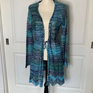 Boutique Women’s tie front sweater with sequin detail
